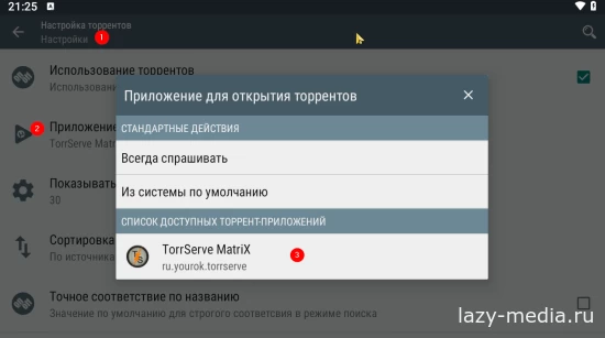 Настройка торрент-приложения в LazyMedia